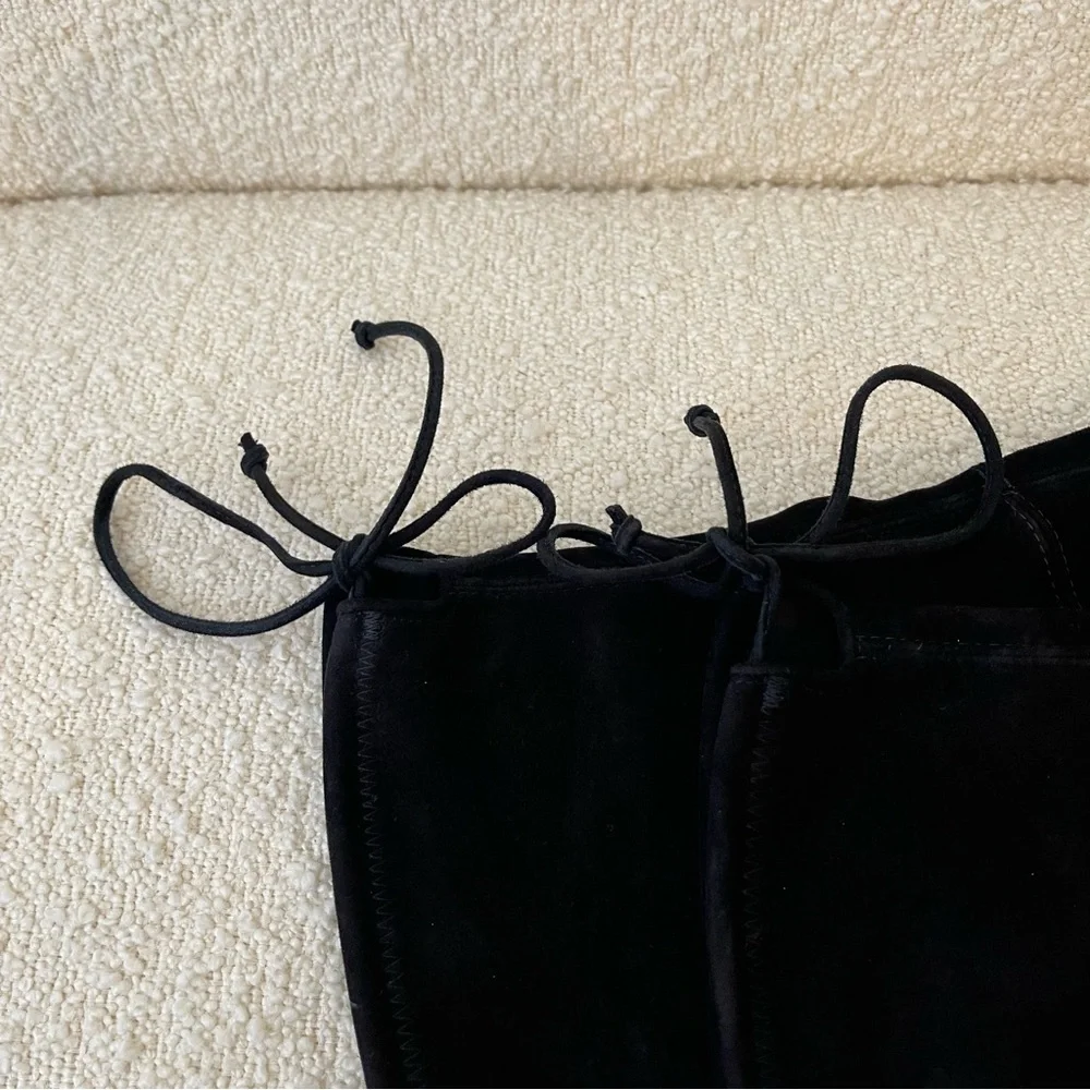 Stuart Weitzman Elevated Black Suede Over The Knee Boots